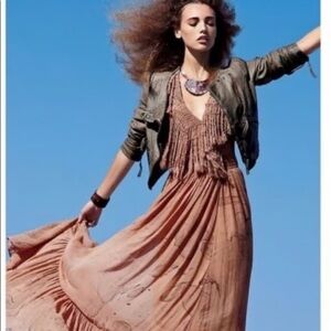 Nicholas K x Free People cosmo fringe halter maxi dress NWOT